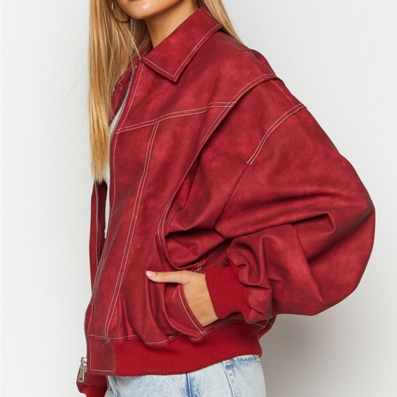 LIONESS Vista Crimson Bomber Jacket NWT - Picture 2 of 8